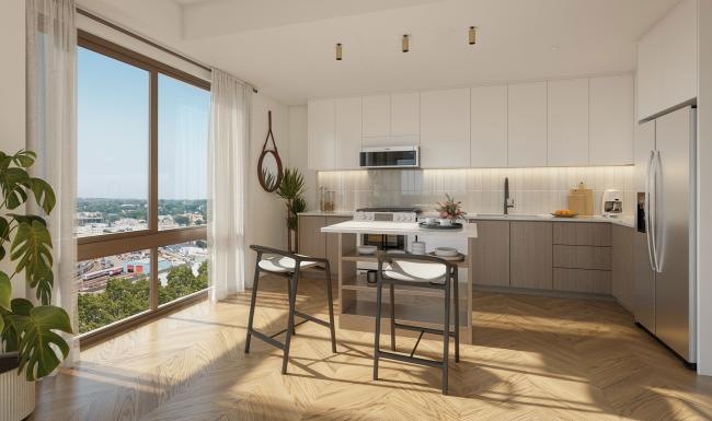 Beautiful kitchens with designer finishes Modern kitchen with designer finishes at Stamford apartments for rent, 18 Dock.