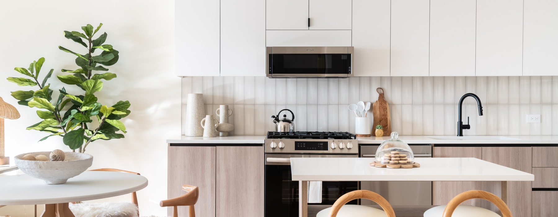 Beautiful modern kitchen with stainless steel appliances