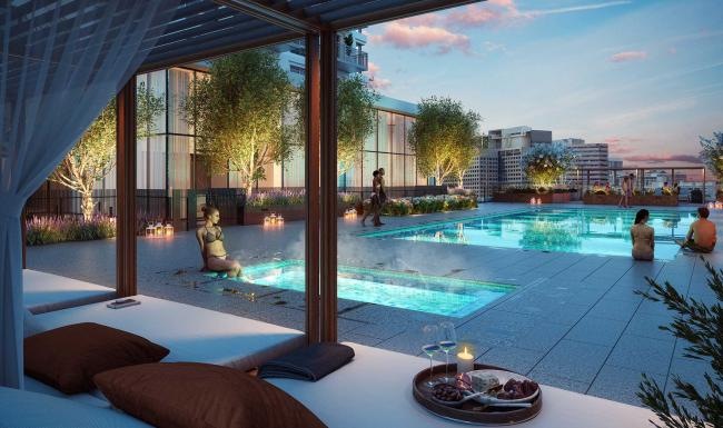 Relax and unwind poolside Poolside relaxation at 18 Dock rentals in Stamford, CT.